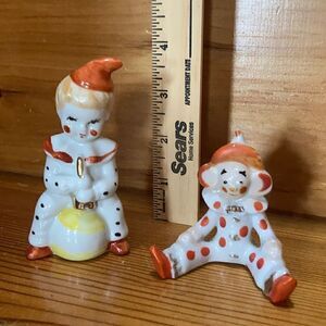 2-Vintage Ceramic Porcelain Child Clowns